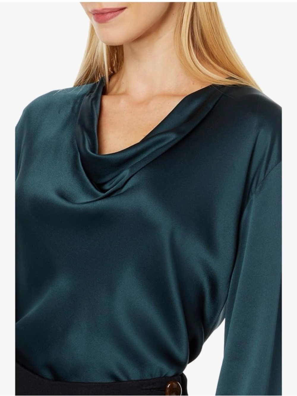 Vince Cowl Neck Silk Blouse in Azure Onyx M
